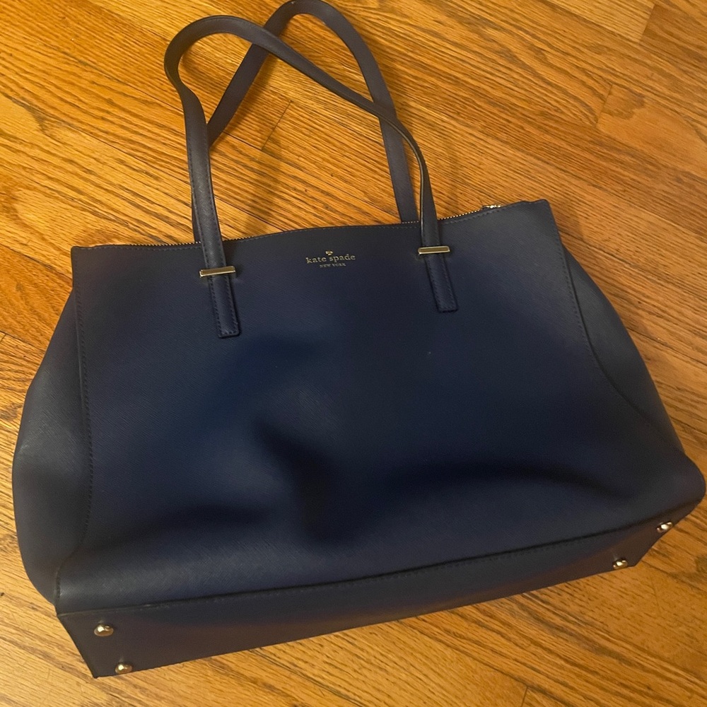 Kate Spade Navy Blue Leather Tote - Picture 5 of 8